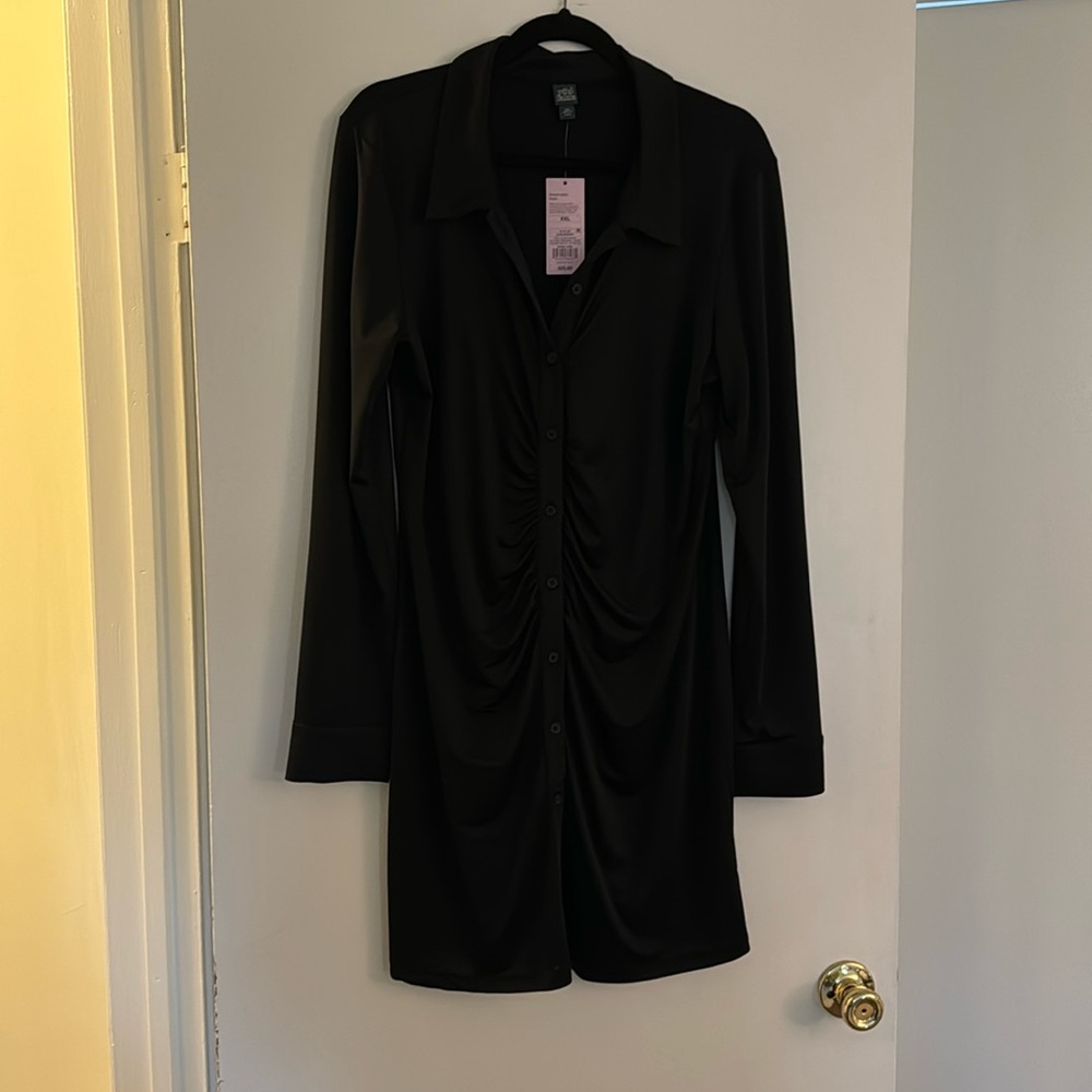 Black Ruched Wild Fable Collar Dress